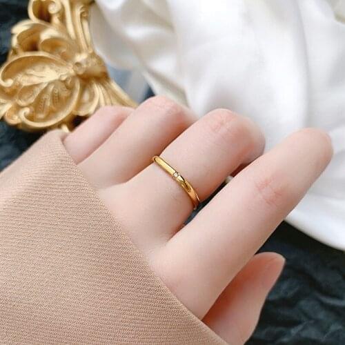 Hot Selling Fashion All-match Personality Square Plain Ring Zircon Couple Rhinestone Beautiful Small Ring Wedding Band Gothic