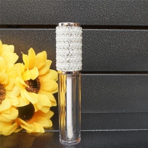 5ml Silver Round Lip Gloss Tubes Clear Empty Lip Gloss Containers lipgloss Bottles Cosmetic DIY pearl diamond lipgloss tube