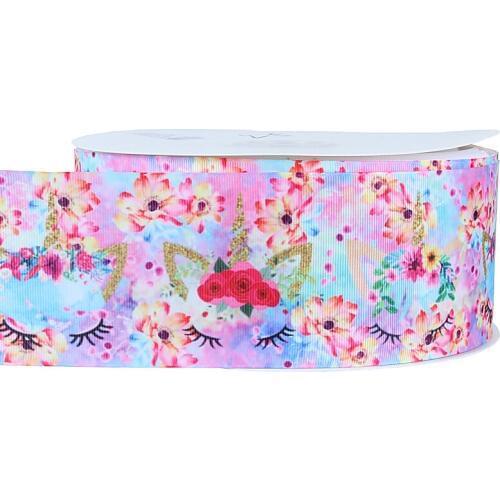 FLRA Ribbon (50yards/lot) 75mm popular unicorn sleeping face ribbon