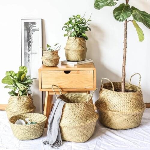 LuanQI Storage Baskets Laundry Seaweed Wicker Basket Flower Home Pot Panier Osier Basket For Toys Laundry Dirty Clothes Basket