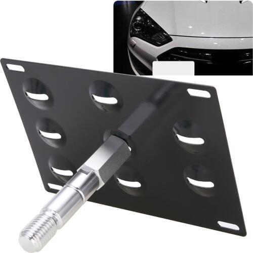 Mayitr 1set Auto Front Bumper License Plate Bracket T6061 Aluminum Car Tow Hook Mounting Holder For Hyundai Genesis 2010-up