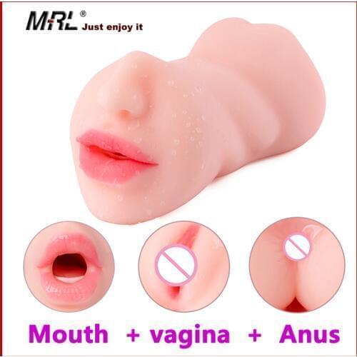 Male Masturbator Mouth Vaginal and Anal Blowjob Girl Oral Real Vagina Artificial Pussy Adult Sex Toys for Men Masturbation Cup
