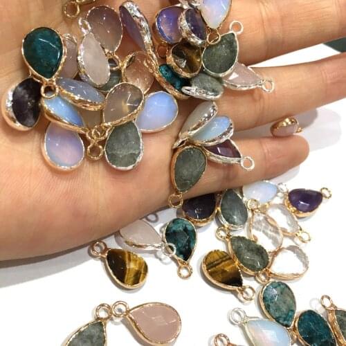 Wholesale Natural Stone Crystal Pendant Water Drop Shape Charms Pendants for Jewelry Making DIY Necklaces Accessories 10x17mm