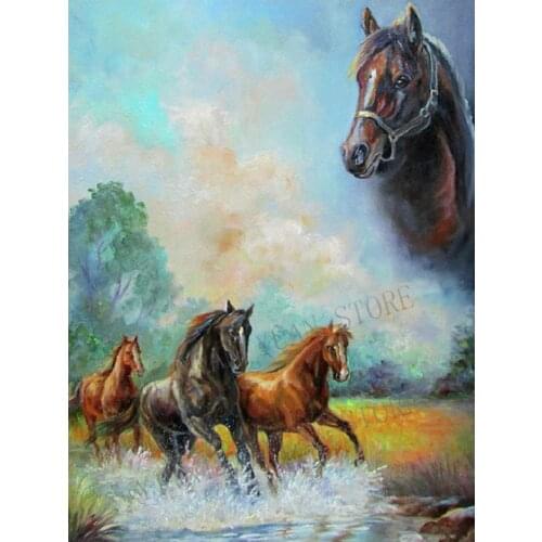 Landscape Diy5D Diamond Embroidery horses Painting Rhinestones diamond painting Cross-Stitch Handcraft Art Needlework Room Decor
