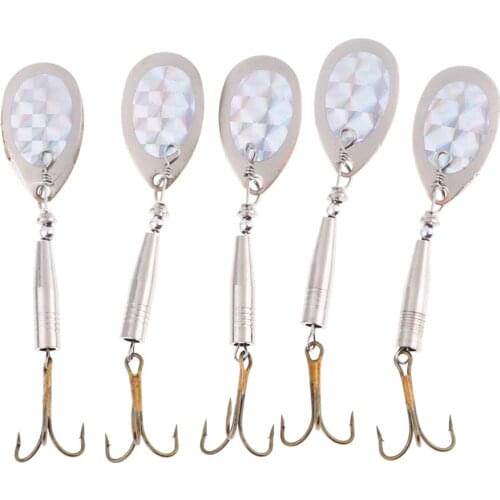 5pcs Fishing Lure Spinnerbait, Bass Trout Salmon Hard Metal Spinner Baits Kit Fishing Tackles
