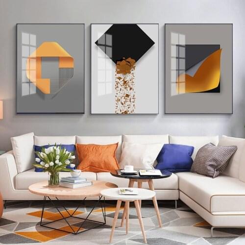 Simple modern Nordic abstract geometry light and shadow orange living room mural poster print picture decorative painting