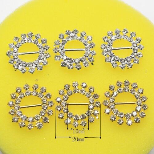 10pcs/Lot 20MM Sunflower Rhinestones Buckles/ DIY Ribbon slider/Hair Accessory Wedding Decorative Ribbon deduction