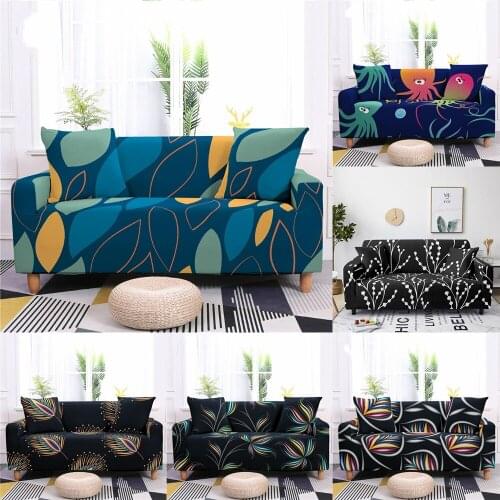 Colourful Leaves Elastic Sofa Covers For Living Room Spandex All-inclusive Sectional Couch Cover Stretch Slipcover 1/2/3/4Seater