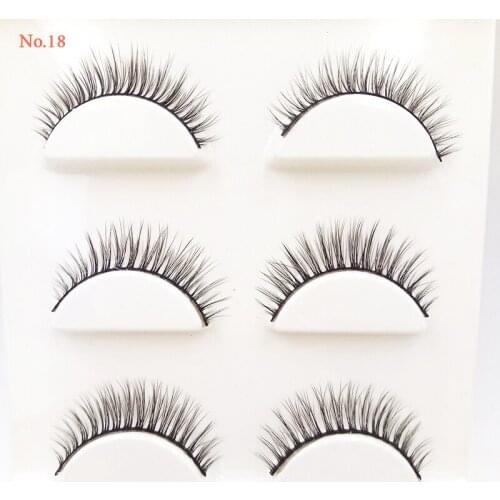 3Pcs Handmade Mink False Eyelash 3D Mink Lashes Extension Long / Messy /Thick /Cross Women Makeup Eyelid Tool