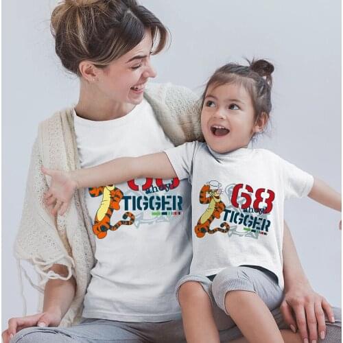 Family Matching Clothes Winnie Tiger Print Father Mother Daughter Son Mom Mommy And Me Clothes Tee Couple Family Look Outfits