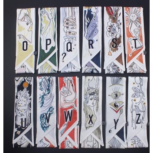 Tarot Twill Silk Neck Scarf Satin Hair Wrap Two Layers HandBag Ribbons Summer Fashion Headband Long Thin Skinny Ladies Scarves