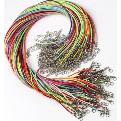 10pcs 1.5mm Adjustable Waxed Leather Rope Cord With Lobster Clasp for Charms Pendant Necklace Handmade Diy Jewelry Accessories