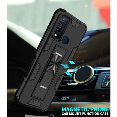Heavy Duty Protection Armor Shockproof Case For VIVO Y50 Y30 Magnetic Kickstand Soft Silicone Frame Hrad PC Back Cover Fundas