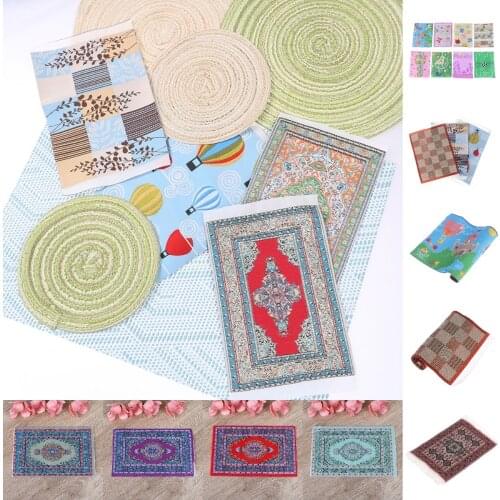 Woven Hand Turkish Rugs Doll House Mini Carpet Mat Miniature Decor Floor Coverings For 1:12 Scale DIY Dollhouse Accessories Kits
