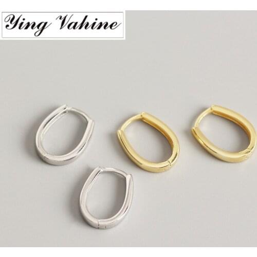 Ying Vahine 100% 925 Sterling Silver Geometric Hoop Earrings for Women