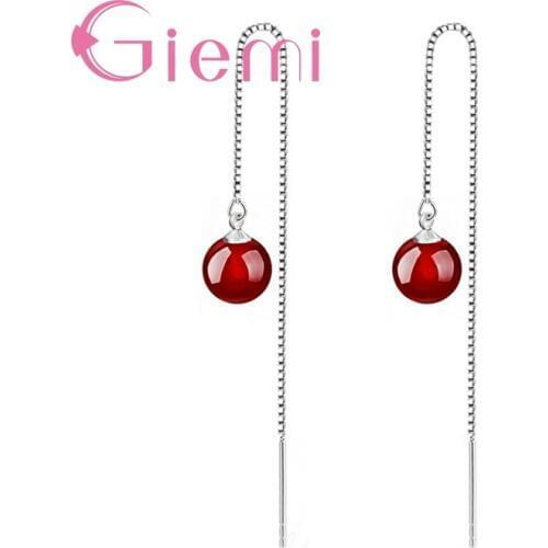 Lovely Simple Ear Thread Dangle Earrings for Women Ladies Gifts Unique 925 Sterling Silver Semi-Precious Stone Fashion Jewelry