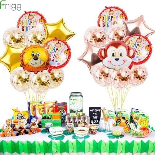 Frigg 10Pcs Lion Tiger Monkey Animal Balloon Combination Birthday Party Decor Kids Safari Jungle Party Decor Birthday Balloon