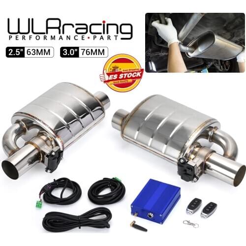 2.5"/3" 63/76MM Exhaust Muffler Tail Tip Pipe Dual Electric Exhaust Cutout Valves Remote Controller Kit Catback Downpipe