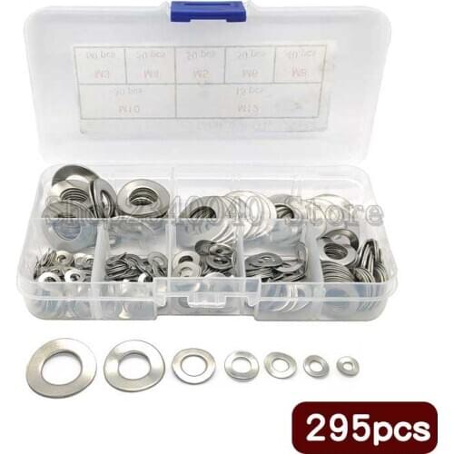 295Pcs/Set O-Rings Washer Gasket Sealing 304 Stainless Steel Wave Washers Spring Washer M3 M4 M5 M6 M8 M10 M12 With Box