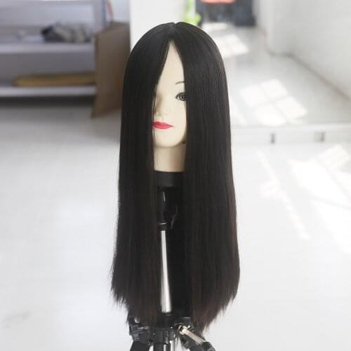 4x4 Silk Nautral Straight Jewish Wig 100% Unprocessed European Remy Human Hair Kosher Wig Natural Black Style Medium Cap