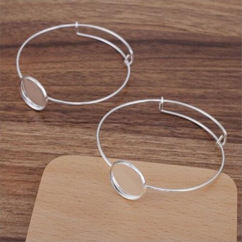 5pcs/lot 65mm Adjustable Bracelet Settings 20mm Round Blank Base Trays Bezel for Cabochon Cameo DIY Fashion Bracelet