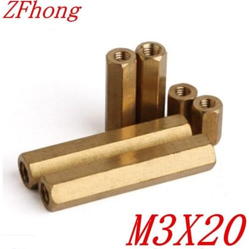 500pcs M3*20 m3 x 20 Brass Standoff Spacer Female Female Spacing Screws Hex Brass Threaded Spacer