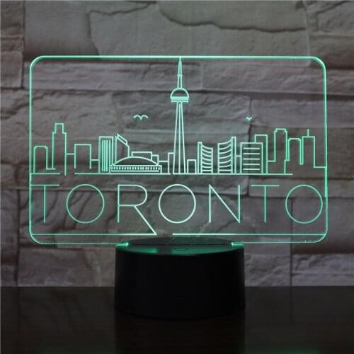 Acrylic 3D Desk Lamp Toronto Image Night Light LED Atmosphere Nightlight Room Decor APP Control Teaching Aid Gift for Kids Child