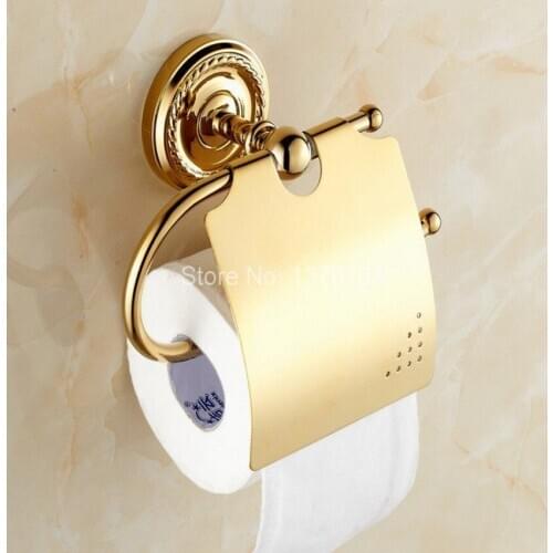 Bathroom Accessory Gold Color Brass Wall Mounted Bathroom Fitting Toilet Paper Roll Holder aba604