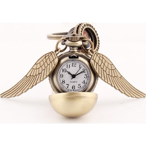 2021 Trendy The Seeker Badge Vintage Bronze Quidditch Ball Golden Snitch Charm Key Chain Pendant Keychain Jewelry Women Gifts