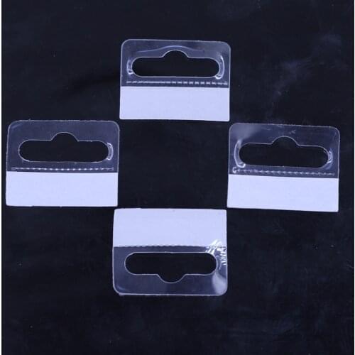 500Pcs White Clear Packaging Display Cards In Jewelry Tags Hanging With Adhesive 4.1cmx3.2cm(1 5/8"x1 2/8")