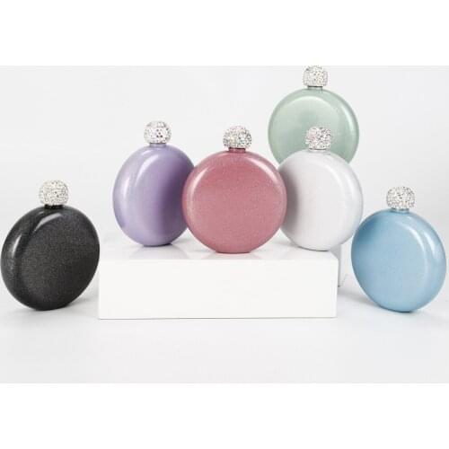 Green Blue Women Hip Flask Leakproof Drinking Flask Stainless Steel Ladies Mini Whiskey Flask Glitter Wine Bottle for Women Gift