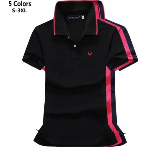 Good Quality 100% Cotton Summer Womens Polos Shirts Casual Short Sleeve Embroidery-Logo Lapel Lady Tees Fashion Slim Female Tops