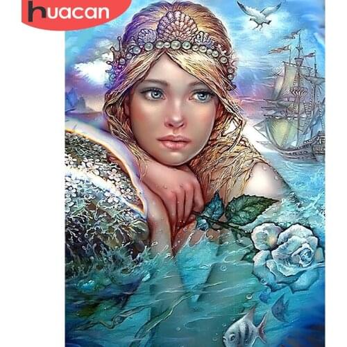 HUACAN 5d Diamond Embroidery Sale Girl Diamond Mosaic Portrait Full Drill Square Diamond Painting Cross Stitch Kit Decor