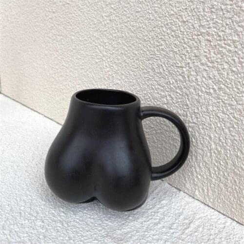 Creative Solid Color Ceramic Coffee Cup Water Cup Simple Fun Personality Butt Milk Juice Cup Drawing Room Desktop Decoration Mug