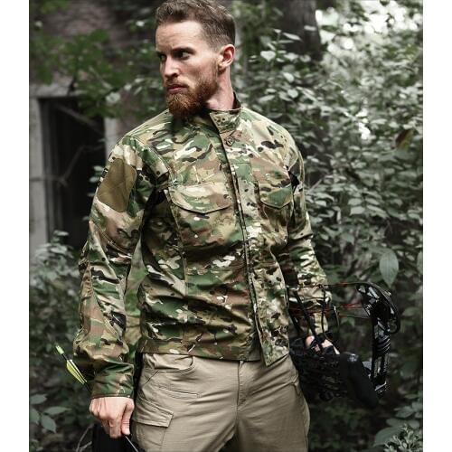 Summer Army Tactical Shirt Men Long Sleeve Waterproof Breathable Camouflage Military Shirt Pocket Shirt