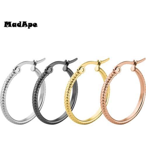 MadApe 2019 Hot Classic Fashion Women Stainless Steel Hoop Earrings Personalized For Women And Men Trendy Jewelry Hoop Earrings