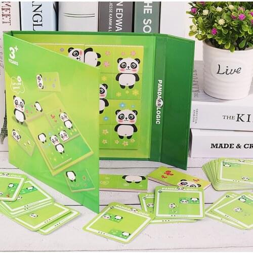 Magnetic Montessori Panda Wooden Blocks Portable Logical Thinking Concentration Magnetic Book Interaction Puzzles Toy