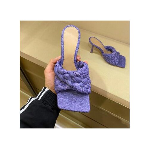 Moraima Snc Vintage Braided High Heel Shoes Open Toe Woven Sexy Slipper Summer Thin Heels Women Dress Shoes
