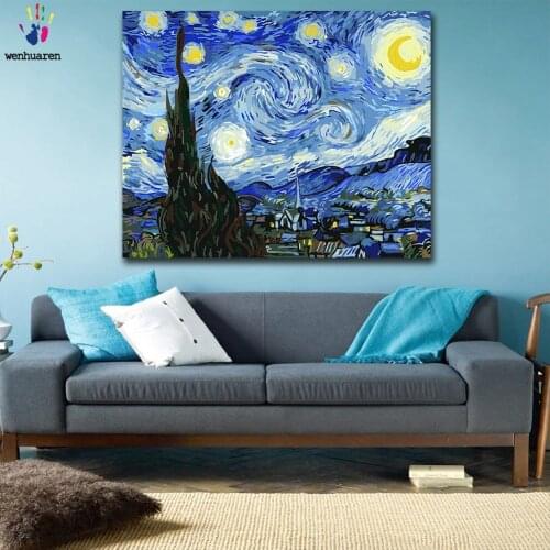 DIY colorings pictures by numbers with colors Van Gogh The Starry Night picture drawing painting by numbers framed Home