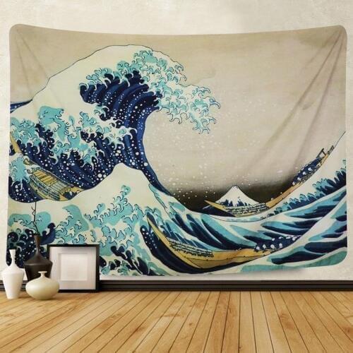 Wall Hanging Tapestry Kanagawa Ocean Wave Mount View Blanket Art Home Decor
