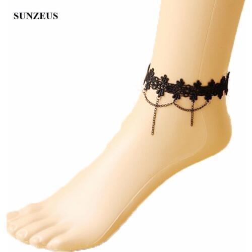 New Fashion Black Lace Wear Anklet Bridal Gloves Foot Bracelet Sexy Ankle Accessory For Women FI028