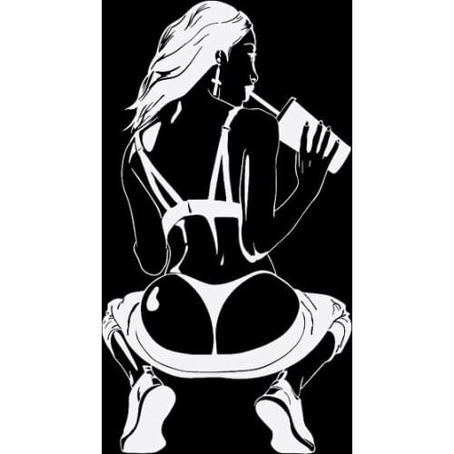 Drinking Sexy Attractive Girl Vinyl Decals Covering The Body Cover Scratches Waterproof Car Sticker Black/Silver Advanced Design