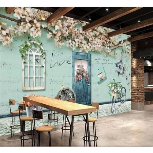 Romantic Mediterranean style theme restaurant background wall painting custom wallpaper 8D waterproof wall cloth