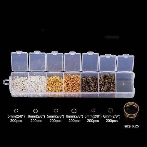 Mixed Open Jump Rings Mixed Transparent Plastic Storage Box with White K Round Iron Opening Ring with Ring Jewelry Findings