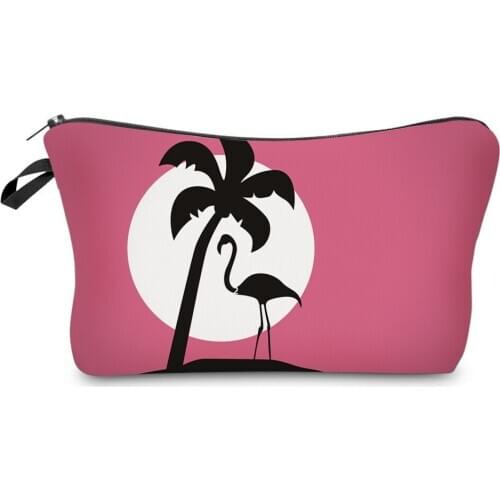 Cosmetic Bag Coconut Tree Flamingo Storage Wash Multifunction MakeUp Totes Casual Style Waterproof Organizer Storage For Women