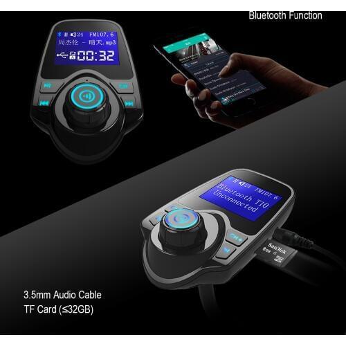 Siparnuo Transmisor FM Bluetooth Car FM Transmitter Aux Modulator Bluetooth Handsfree Car Kit Audio MP3 Player