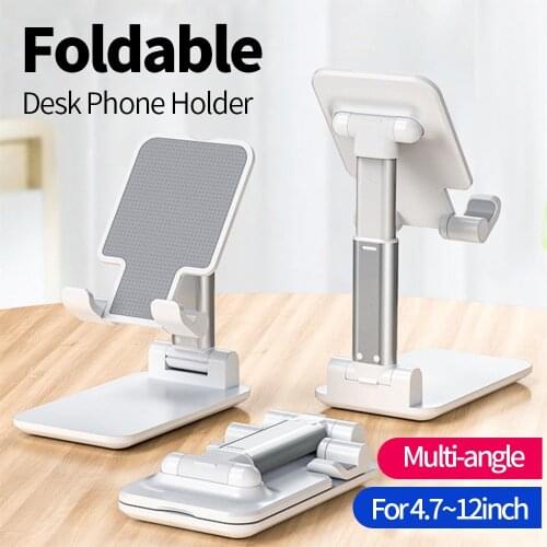 Universal Foldable Dest Phone Holder Stand For iPhone 12 11 X iPad Xiaomi Huawei Samsung Mobile Phone Mount Tablet Desktop Metal