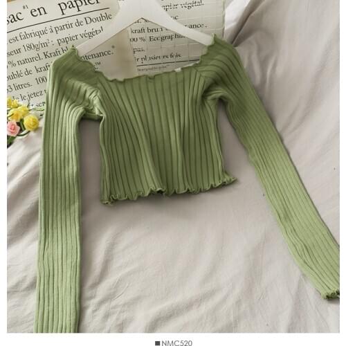 2020 Women Off Shoulder Short Shirt Casual Solid Slim Long Sleeve all-match Blouse WX71