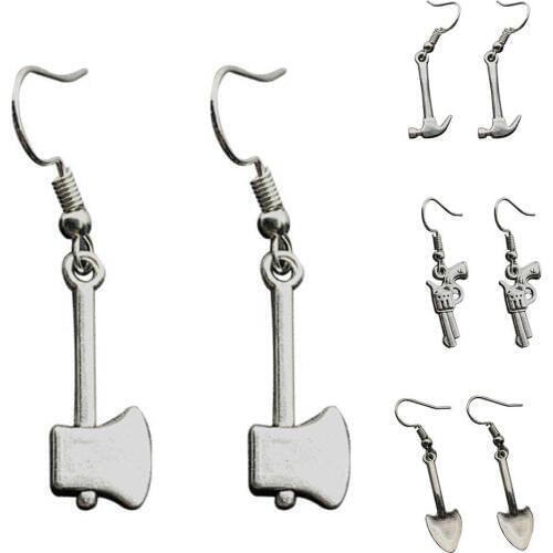 BLUELANS 14 types Fashion Silver Tool Dangle Earrings Mini Screwdriver Axe Hammer Earrings 2020 Womens Charm Jewelry