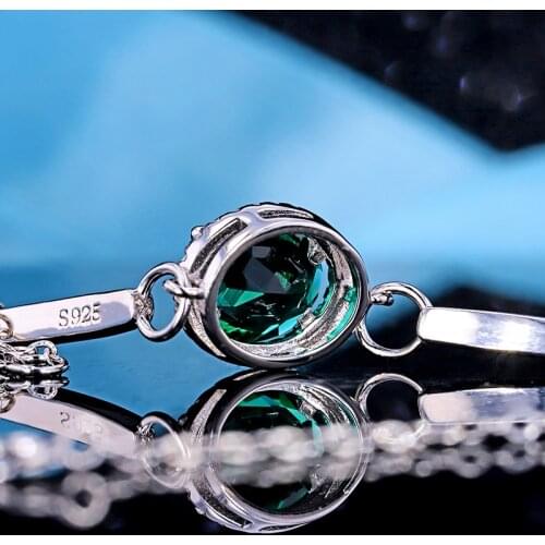 Fashion Jewelry 925 Sterling Silver Bracelet For Woman Hydrothermal Emerald Bracelet